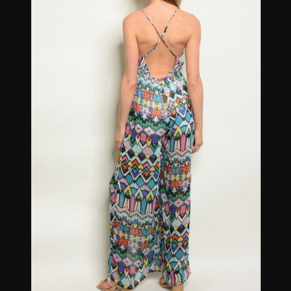 McCartney Maxi Romper Sleeveless Sheer Wide Leg - Picture 2 of 7